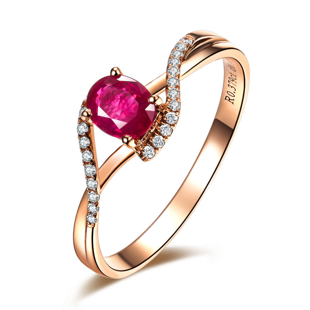 18K Gold Natural Ruby Gemstone Ring