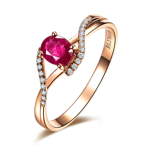 18K Gold Natural Ruby Gemstone Ring